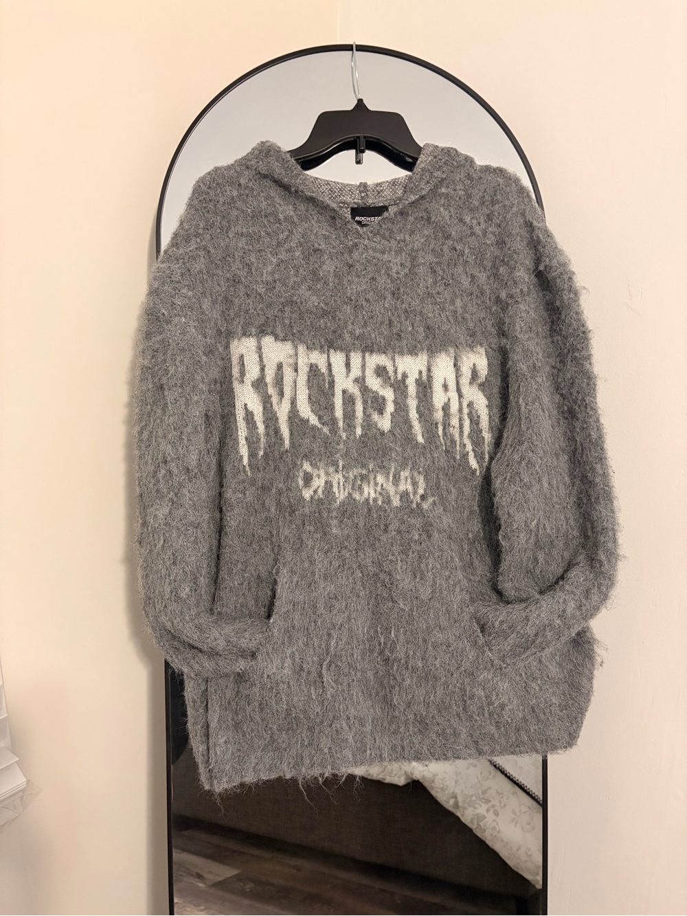 Cozy Gray 'Rockstar' Hooded Sweater